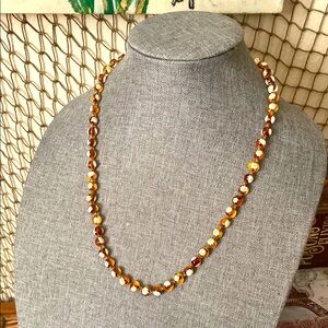 Vintage Artisan Italian Amber Millifiore Venetian Glass DAISY Necklace
